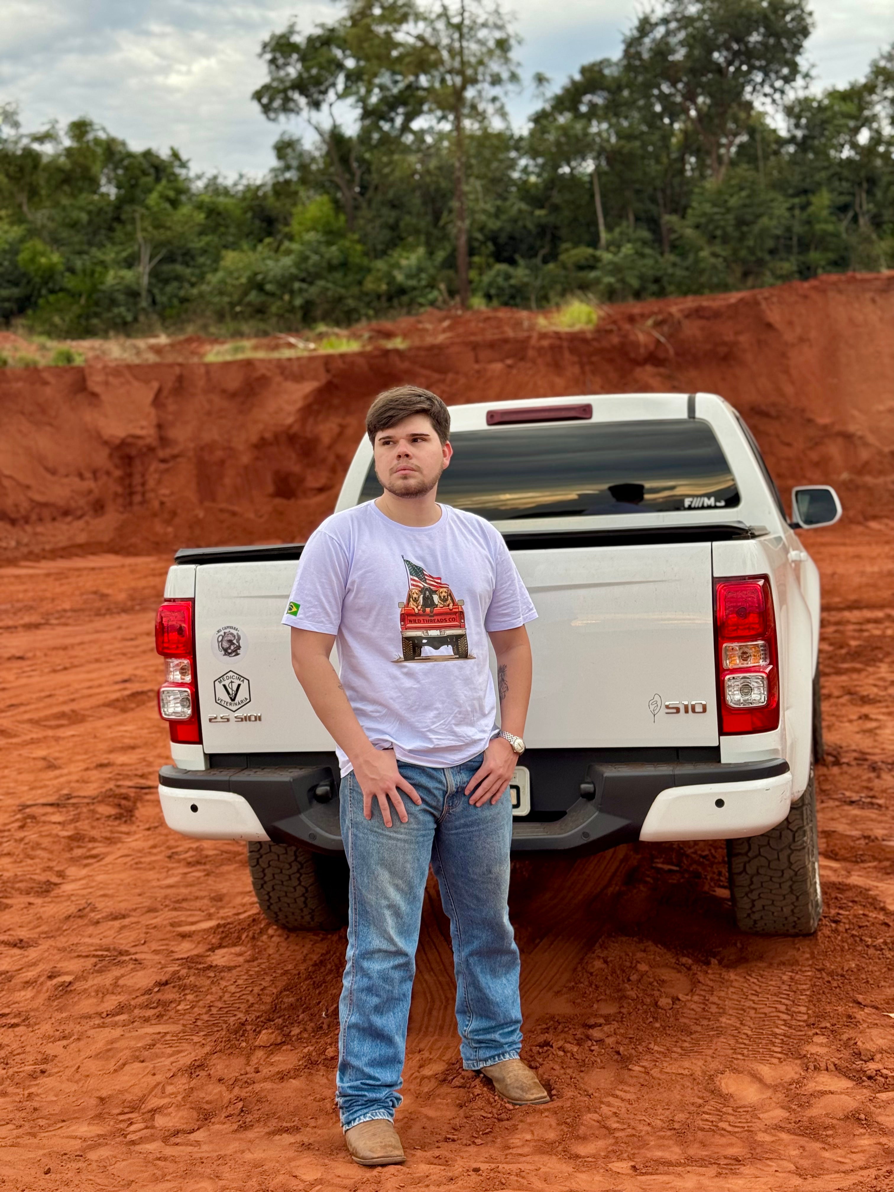 camiseta 100% algodão caminhonete americana